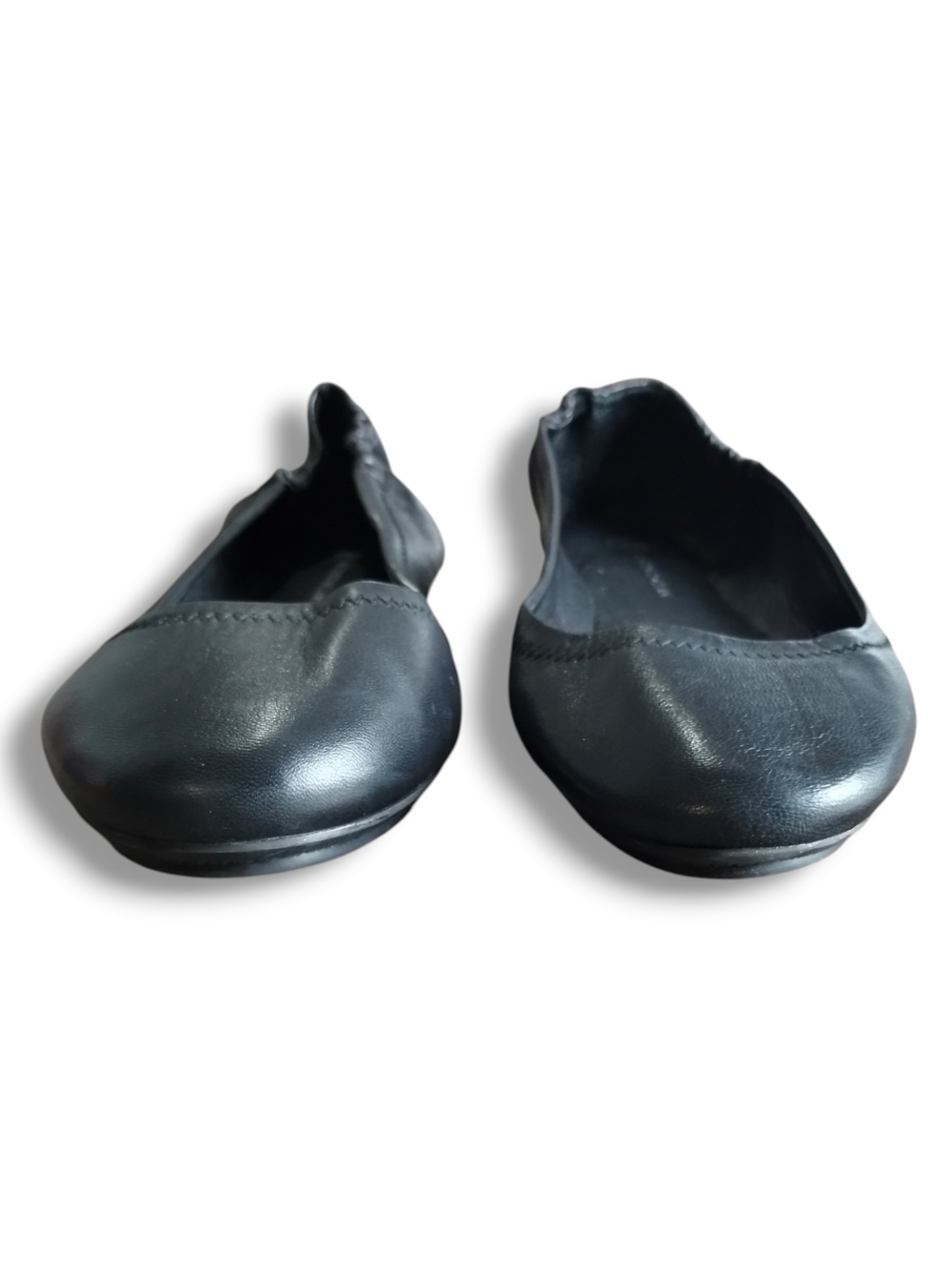 Antonio Melani Black Leather Ballet Flats Size 7.5 Round Toe - Picture 5 of 10